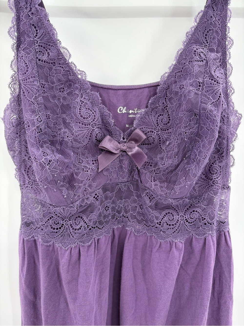 Y2K 2000s Purple Lace Girly Midi Nightgown Slip Dress Lounge Sleepwear Medium M - Picture 5 of 13